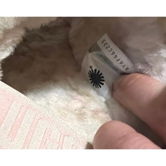 UGG Fluff Yeah Slide Slipper Panther Print Platform Cream Pink Back Strap Size 9 - Picture 10 of 13
